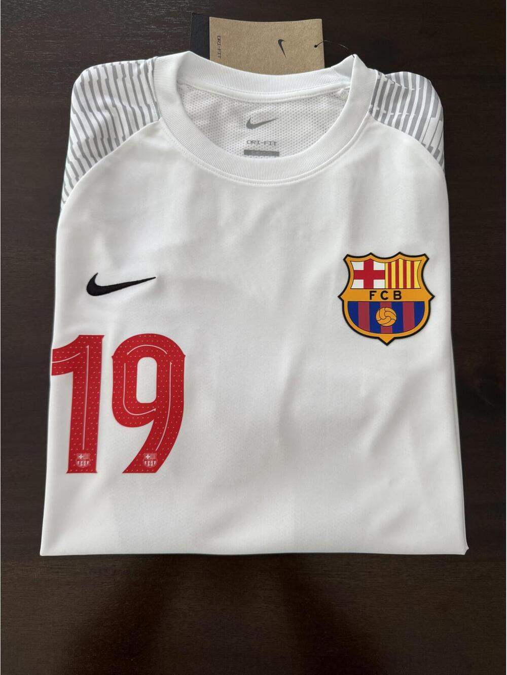 Nike FC Barcelona Jamine Lamal #19 White Jersey Slim Fit M